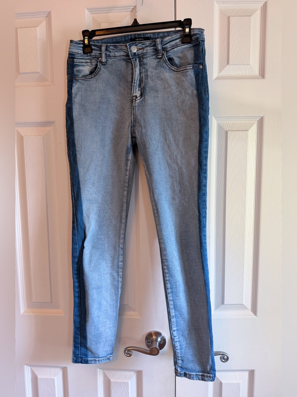Forever 21 Two-Tone Light and Dark Blue Skinny Jeans
